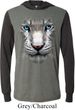 Mens Shirt Big White Tiger Face Lightweight Hoodie Tee