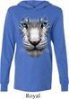 Mens Shirt Big White Tiger Face Lightweight Hoodie Tee