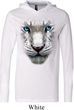Mens Shirt Big White Tiger Face Lightweight Hoodie Tee