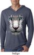 Mens Shirt Big White Tiger Face Lightweight Hoodie Tee T-Shirt
