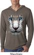 Mens Shirt Big White Tiger Face Lightweight Hoodie Tee T-Shirt