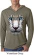 Mens Shirt Big White Tiger Face Lightweight Hoodie Tee T-Shirt
