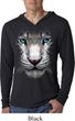 Mens Shirt Big White Tiger Face Lightweight Hoodie Tee T-Shirt