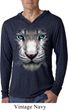 Mens Shirt Big White Tiger Face Lightweight Hoodie Tee T-Shirt