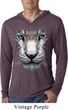Mens Shirt Big White Tiger Face Lightweight Hoodie Tee T-Shirt
