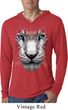 Mens Shirt Big White Tiger Face Lightweight Hoodie Tee T-Shirt