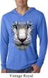 Mens Shirt Big White Tiger Face Lightweight Hoodie Tee T-Shirt