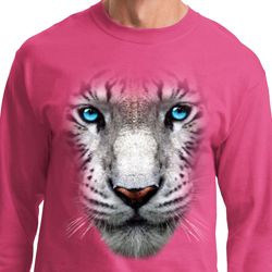 Mens Shirt Big White Tiger Face Long Sleeve Tee T-Shirt Mens Shirt Big White Tiger Face Long Sleeve Tee T-Shirt