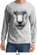 Mens Shirt Big White Tiger Face Long Sleeve Tee T-Shirt