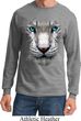 Mens Shirt Big White Tiger Face Long Sleeve Tee T-Shirt