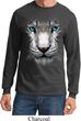 Mens Shirt Big White Tiger Face Long Sleeve Tee T-Shirt