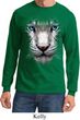 Mens Shirt Big White Tiger Face Long Sleeve Tee T-Shirt
