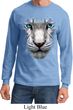 Mens Shirt Big White Tiger Face Long Sleeve Tee T-Shirt