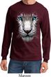 Mens Shirt Big White Tiger Face Long Sleeve Tee T-Shirt