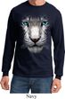 Mens Shirt Big White Tiger Face Long Sleeve Tee T-Shirt