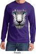 Mens Shirt Big White Tiger Face Long Sleeve Tee T-Shirt
