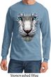 Mens Shirt Big White Tiger Face Long Sleeve Tee T-Shirt