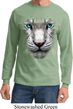 Mens Shirt Big White Tiger Face Long Sleeve Tee T-Shirt