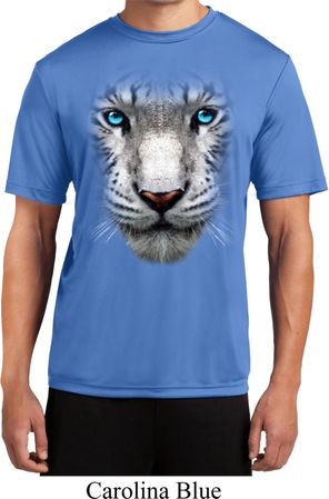 Mens Shirt Big White Tiger Face Moisture Wicking Tee T-Shirt