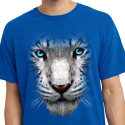 Mens Shirt Big White Tiger Face Pigment Dyed Tee T-Shirt Mens Shirt Big White Tiger Face Pigment Dyed Tee T-Shirt