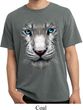 Mens Shirt Big White Tiger Face Pigment Dyed Tee T-Shirt