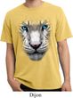 Mens Shirt Big White Tiger Face Pigment Dyed Tee T-Shirt