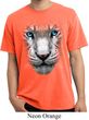 Mens Shirt Big White Tiger Face Pigment Dyed Tee T-Shirt