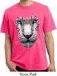 Mens Shirt Big White Tiger Face Pigment Dyed Tee T-Shirt
