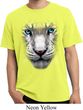 Mens Shirt Big White Tiger Face Pigment Dyed Tee T-Shirt