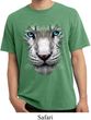Mens Shirt Big White Tiger Face Pigment Dyed Tee T-Shirt