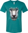 Mens Shirt Big White Tiger Face Tri Blend V-neck Tee T-Shirt