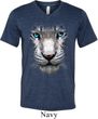 Mens Shirt Big White Tiger Face Tri Blend V-neck Tee T-Shirt