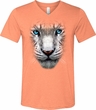 Mens Shirt Big White Tiger Face Tri Blend V-neck Tee T-Shirt