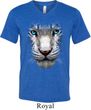 Mens Shirt Big White Tiger Face Tri Blend V-neck Tee T-Shirt