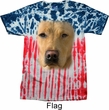 Mens Shirt Big Yellow Lab Face Flag Patriotic Tie Dye Tee T-shirt