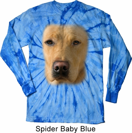 Mens Shirt Big Yellow Lab Face Long Sleeve Tie Dye Tee T-shirt