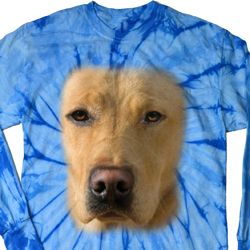 Mens Shirt Big Yellow Lab Face Long Sleeve Tie Dye Tee T-shirt Mens Shirt Big Yellow Lab Face Long Sleeve Tie Dye Tee T-shirt