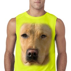 Mens Shirt Big Yellow Lab Face Sleeveless Tee T-Shirt Mens Shirt Big Yellow Lab Face Sleeveless Tee T-Shirt