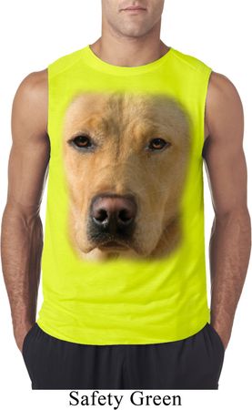 Mens Shirt Big Yellow Lab Face Sleeveless Tee T-Shirt