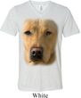 Mens Shirt Big Yellow Lab Face Tri Blend V-neck Tee T-Shirt
