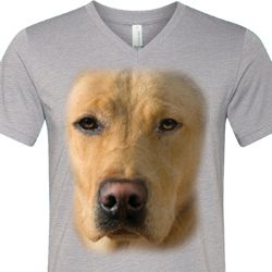 Mens Shirt Big Yellow Lab Face Tri Blend V-neck Tee T-Shirt Mens Shirt Big Yellow Lab Face Tri Blend V-neck Tee T-Shirt