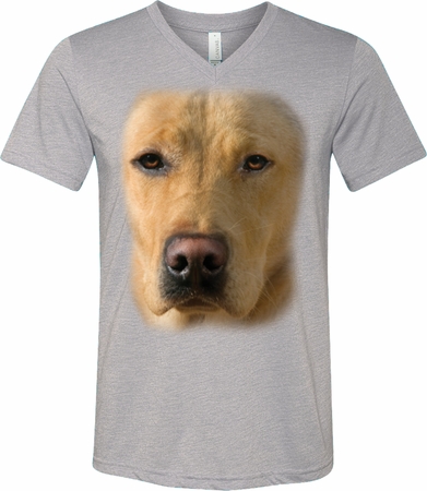 Mens Shirt Big Yellow Lab Face Tri Blend V-neck Tee T-Shirt