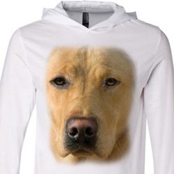 Mens Shirt Big Yellow Lab Face White Lightweight Hoodie Tee Mens Shirt Big Yellow Lab Face White Lightweight Hoodie Tee