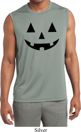 Mens Shirt Black Jack O Lantern Sleeveless Moisture Wicking Tee
