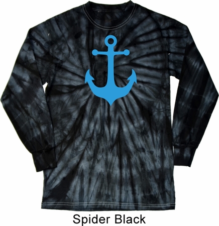 Mens Shirt Blue Anchor Long Sleeve Tie Dye Tee T-shirt