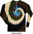 Mens Shirt Blue Anchor Long Sleeve Tie Dye Tee T-shirt