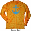 Mens Shirt Blue Anchor Long Sleeve Tie Dye Tee T-shirt