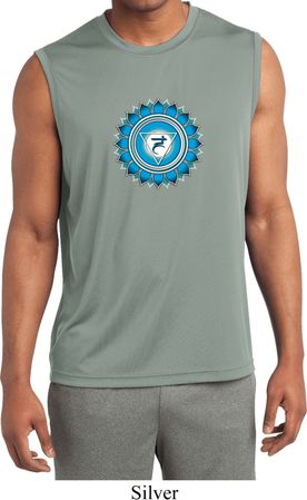 Mens Shirt Blue Vishuddha Sleeveless Moisture Wicking Tee