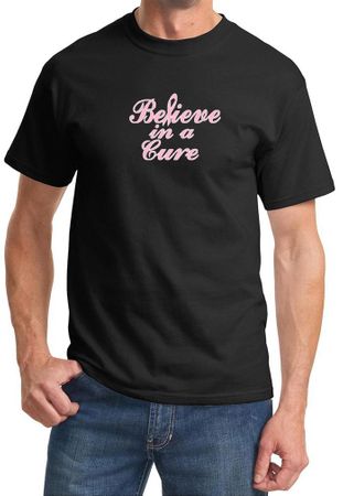 Mens Shirt Breast Cancer Awareness Believe in a Cure Tee T-Shirt