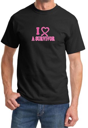 Mens Shirt Breast Cancer Awareness I Heart a Survivor Tee T-Shirt